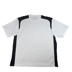 Tri-Mountain 2XL Mens Performance Tee White Black Quick Dry Athletic Gym Shirt